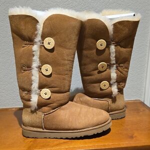 UGG Tan Shearling Button Boots